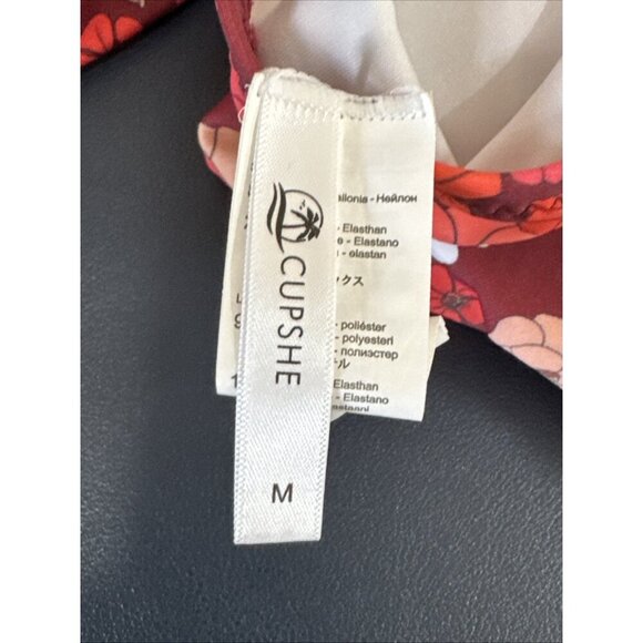 CUPSHE Women's M One-Piece Swimsuit Burgundy Floral NWT - Picture 12 of 16